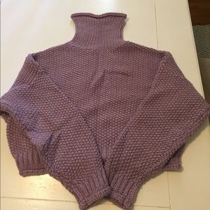 Anthropologie Purple Turtleneck Crop Sweater